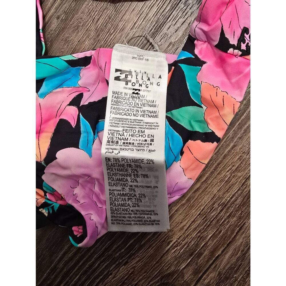 Billabong Floral Tropical V-Neck Swim Bikini Top Size Small NWOT - Picture 2 of 8
